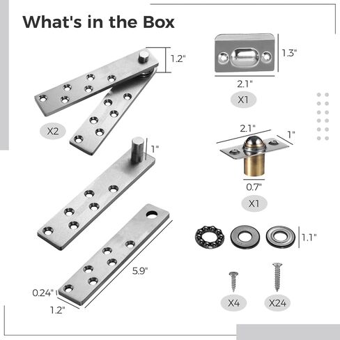 Hinges Door Pivot, Door Hidden Steel Stainless, Silent Smooth Rotation, Duty Heavy, Bearing Design, for Door Murphy, Pcs 2 in Saudi Arabia