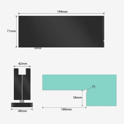 1 Set s Hydraulic Buffer Pivot Hinges Brushed Stainless Steel Glass Clamps Bathroom Clamps Shower Door Fittings for 1012mm toughened Glass(Dark Grey) in Kuwait