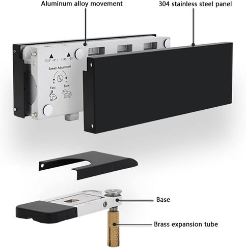 1 Set s Hydraulic Buffer Pivot Hinges Brushed Stainless Steel Glass Clamps Bathroom Clamps Shower Door Fittings for 1012mm toughened Glass(Dark Grey) in Kuwait