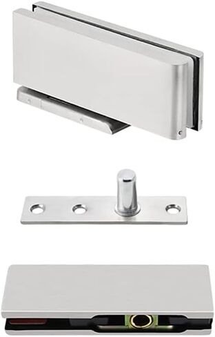 1 Set s Hydraulic Buffer Pivot Hinges Brushed Stainless Steel Glass Clamps Bathroom Clamps Shower Door Fittings for 1012mm toughened Glass(Dark Grey) in Kuwait