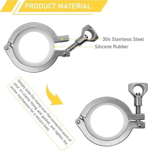 20 Pack 2 Inch Tri Clamps with Silicone Gaskets 2" Single Pin Tri-Clamp Standard Duty Sanitary TC Fittings 304 Stainless Steel Quick Connect Clamp in Saudi Arabia
