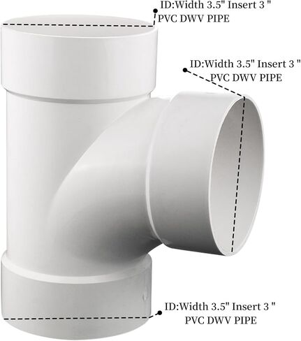 3 Inches PVC DWV Sanitary TEE Street for Drain Waste and Vent, PVC Pipe Fittings Connect Coupling Adapter white (3 Inches) in Kuwait