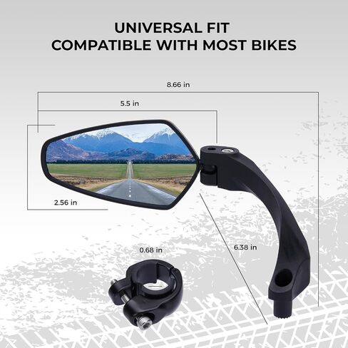 مرايا الدراجة لـ Ebike 1 PC مع مفتاح L ، وزجاج محدب HD المقاوم للخدش المضاد للخدش مع مقود مقود قابل للتعديل وقابل للتدوير ، ومرآة الرؤية الخلفية HD لـ Ebike ، و Scooter ، و Motorcycle in Kuwait