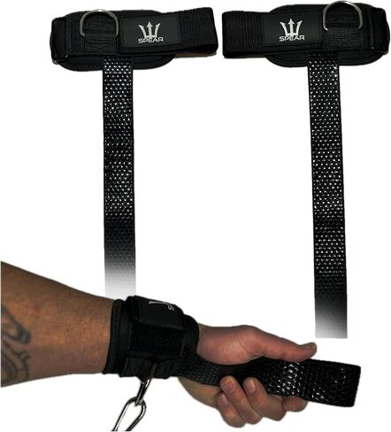 Spear Original D Ring Ring Straps للاضطلاع بالوزن ، تمرين آلة الكابل ، قبضة السيليكون السداسي ، أحزمة الرسغ مع حلقة D المكبوت للتراجع ، كمال الأجسام ، رفع الأثق in Saudi Arabia