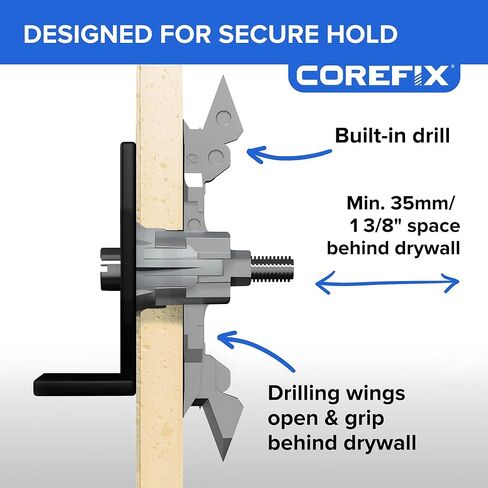 Spike Heavy Drywall Mancors 8 Pack ، مجموعة DIY مع مسامير M5x60mm. سهل التثبيت مع عدم وجود تدريبات مطلوبة. مرساة دريوال ، بديل قابس الجدار المناسب لجميع أنواع الحوائط الجافة. in Kuwait