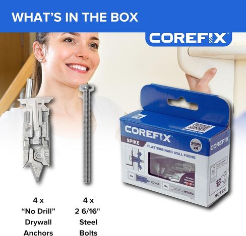Spike Heavy Duty Drywall Anchors 8 Pack, DIY Kit with M5x60mm Screws. Easy to Install with NO Drill Required. Drywall Anchor, Wall Plug Alternative Suitable for All Drywall Types. in Kuwait