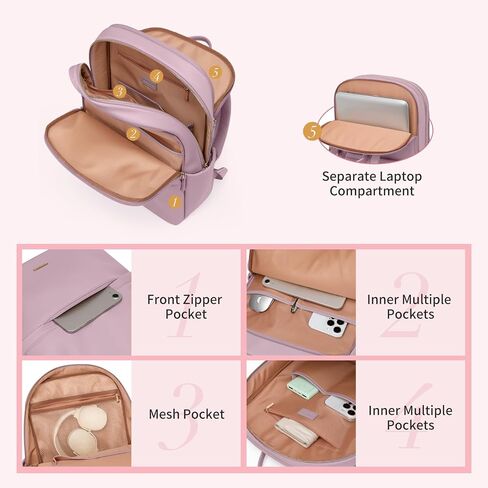 GOLF SUPAGS Women Laptop Backpack Casual Daypack for Work Travel College Backpack Purse Fits 15.6 Inch Notebook (Pinkish Purple) in Kuwait