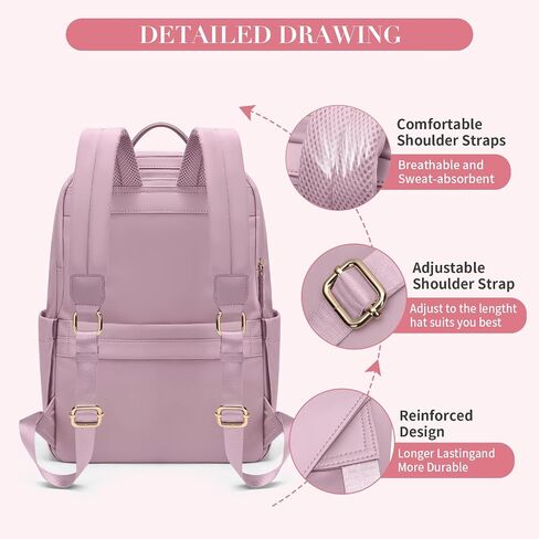 GOLF SUPAGS Women Laptop Backpack Casual Daypack for Work Travel College Backpack Purse Fits 15.6 Inch Notebook (Pinkish Purple) in Kuwait