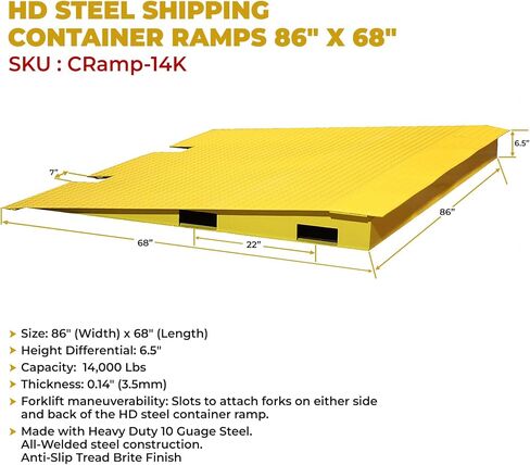 Mytee Products 68" x 86" HD Steel Shipping Container Loading Ramps, 14,000 Lbs Capacity in Saudi Arabia