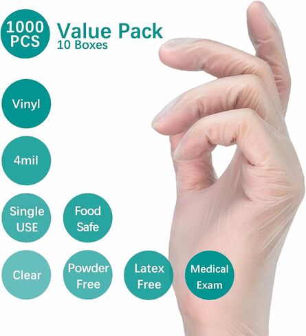 Clear Vinyl Food Safe Disposable Gloves Latex Free Powder Free for Food Prep Handling Cooking Cleaning in Saudi Arabia