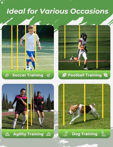 SEAOTTER Soccer Agility Training Poles, 6/10/20Pcs 6FT Adjustable Detachable Sports Speed Training Sticks, Practice Equipment Accessories for Football, Slalom & Rugby, Bending Poles for Horses in Kuwait
