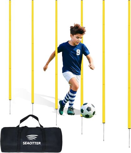 SEAOTTER Soccer Agility Training Poles, 6/10/20Pcs 6FT Adjustable Detachable Sports Speed Training Sticks, Practice Equipment Accessories for Football, Slalom & Rugby, Bending Poles for Horses in Kuwait