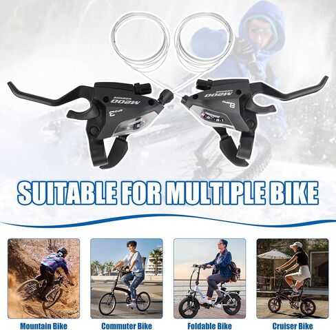 MEGHNA Bike Shifter Set 3 x 7/3 x 8 Speed Thumb Gear Shifters Left and Right Bike Shifter Grip Shifter 24 Speed for Mountain Bike Cruiser Bike Folding Bike in Kuwait