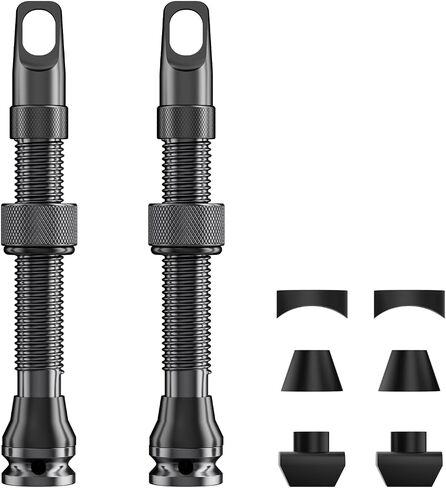 صمامات Presta بدون أنابيب STEM 44/50/60 مم ، مجموعة Super Light Alloy Presta Valve STEM ، تناسب معظم MTB RIM - خيارات حجم متعددة ، أسود (زوج) in Kuwait