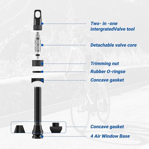 صمامات Presta بدون أنابيب STEM 44/50/60 مم ، مجموعة Super Light Alloy Presta Valve STEM ، تناسب معظم MTB RIM - خيارات حجم متعددة ، أسود (زوج) in Kuwait