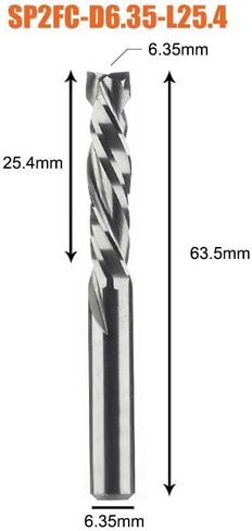3.175mm 8mm Shank Compression Milling Cutter Woodwork UP & Down Cut Two Flutes Spiral Carbide Milling Tool CNC Router Wood End Mill Cutter Bits(SP2FC-D16.0-L52) in Kuwait