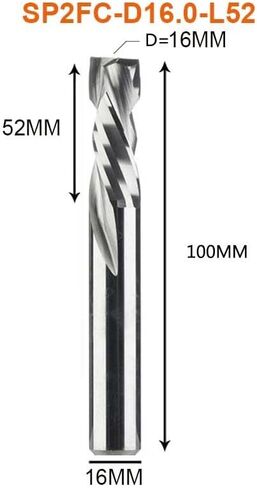 3.175mm 8mm Shank Compression Milling Cutter Woodwork UP & Down Cut Two Flutes Spiral Carbide Milling Tool CNC Router Wood End Mill Cutter Bits(SP2FC-D16.0-L52) in Kuwait