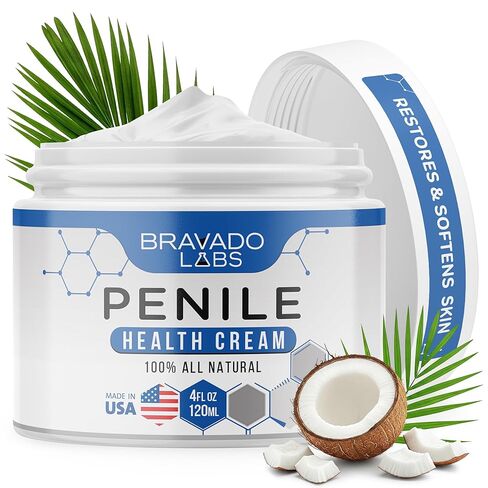 Bravado Labs Premium Penile Health Cream - 100% Natural Penile Creme Moisturizer to Increase Sensitivity for Men - Anti-Chafing Relief, Redness, Dryness and Irritation Moisturizing Lotion Cream (4oz) in Kuwait