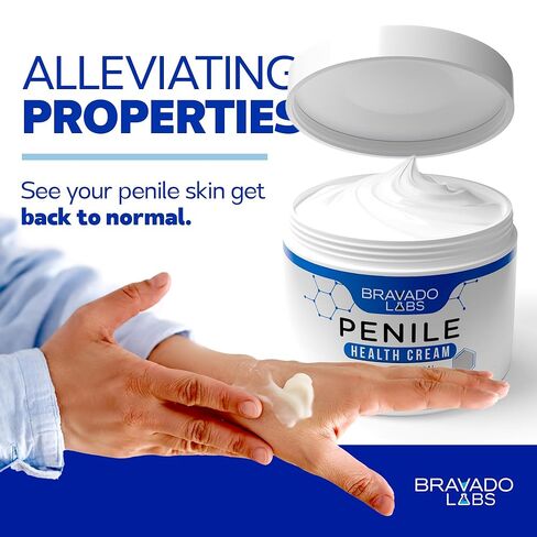 Bravado Labs Premium Penile Health Cream - 100% Natural Penile Creme Moisturizer to Increase Sensitivity for Men - Anti-Chafing Relief, Redness, Dryness and Irritation Moisturizing Lotion Cream (4oz) in Kuwait