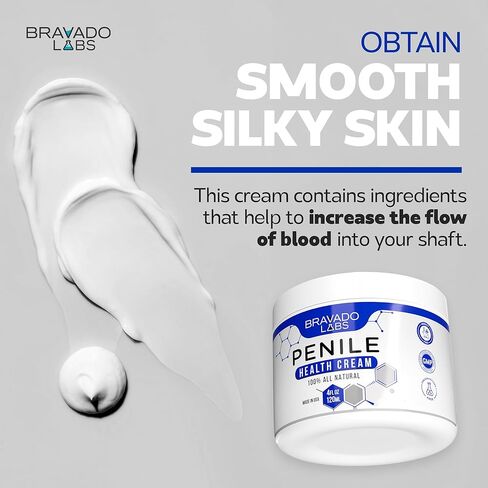 Bravado Labs Premium Penile Health Cream - 100% Natural Penile Creme Moisturizer to Increase Sensitivity for Men - Anti-Chafing Relief, Redness, Dryness and Irritation Moisturizing Lotion Cream (4oz) in Kuwait