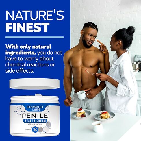 Bravado Labs Premium Penile Health Cream - 100% Natural Penile Creme Moisturizer to Increase Sensitivity for Men - Anti-Chafing Relief, Redness, Dryness and Irritation Moisturizing Lotion Cream (4oz) in Kuwait
