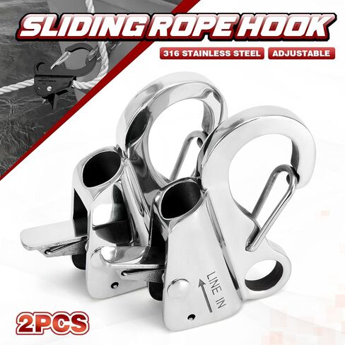 Black Stainless Steel Adjustable Line Length Sliding Rope Hook Boat Yacht Quick Release Clip Boat Bumper for Boat Docking in Saudi Arabia
