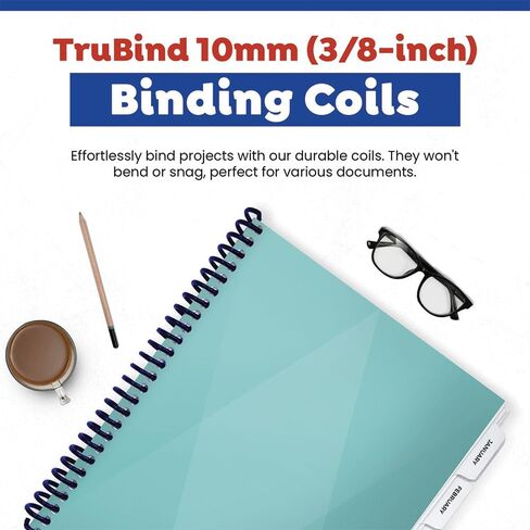 TruBind 6mm (1/4 in.) Spiral Binding Coils for Reports, Presentations and Proposals | 4:1 Pitch | 12 in. Length | Black | 30 Sheets Binding Capacity | 100 Pack in Saudi Arabia