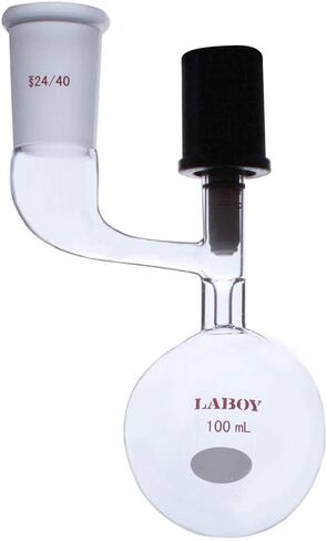 Laboy Glass 100mL Round Bottom Schlenk Storage Flask with 0-4mm High Vacuum Valve & 24/40 Outer Joint at Side Arm Chemistry Lab Glassware in Saudi Arabia