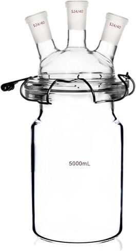 24/40 Glass Cylindrical Reactor 3-Neck Flat Bottom Lab Reaction Vessel Three Necks with Lid and Clamp in Saudi Arabia