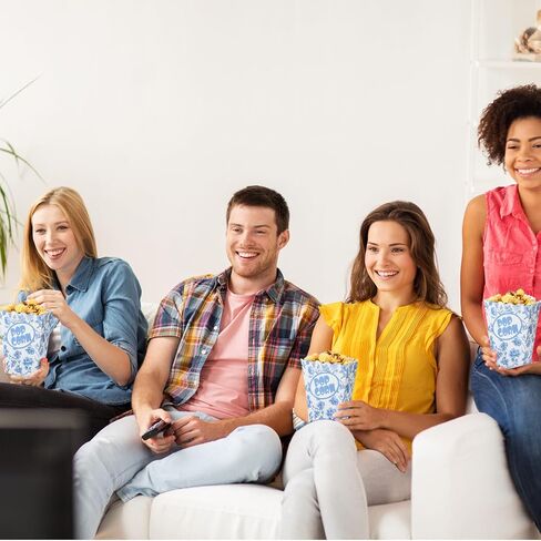 Marspark 50 Pack Blue Floral Party Popcorn Joxes - Chinoiserie Flowers Vintage Paper Popcorn Boxes Frose For Birthday ، Night Movie ، Carnivals in Saudi Arabia