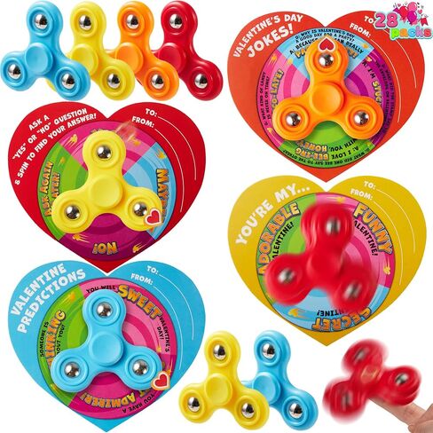 Joyin 28 حزم بطاقات Valentines مع Fidget Spinner ، Trispring Hand Hand Finger Fidge Toy لجوائز الفصول الدراسية Day Children in Saudi Arabia