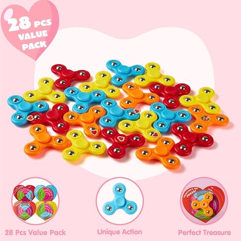 Joyin 28 حزم بطاقات Valentines مع Fidget Spinner ، Trispring Hand Hand Finger Fidge Toy لجوائز الفصول الدراسية Day Children in Saudi Arabia