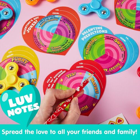 Joyin 28 حزم بطاقات Valentines مع Fidget Spinner ، Trispring Hand Hand Finger Fidge Toy لجوائز الفصول الدراسية Day Children in Saudi Arabia