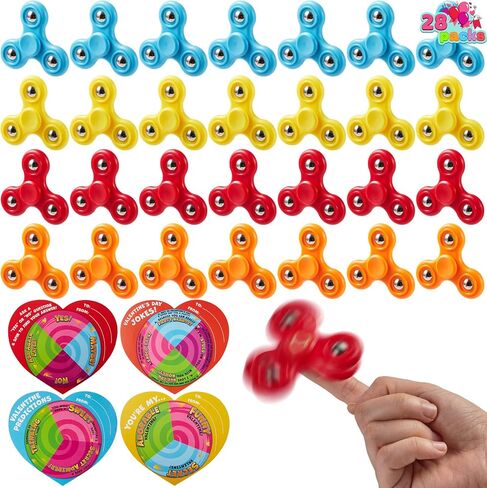 Joyin 28 حزم بطاقات Valentines مع Fidget Spinner ، Trispring Hand Hand Finger Fidge Toy لجوائز الفصول الدراسية Day Children in Saudi Arabia