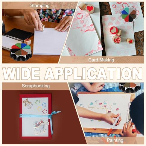 PATIKIL Craft Ink Pad, Petal Shape Rainbow Finger Stamp Ink Pads Rubber DIY Washable Pigment for Stamping Card Making Scrapbooking Painting, Mixed Orange in Saudi Arabia