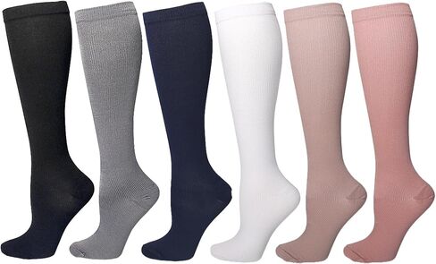 6 Pairs Compression Socks for Women Men 15-20 mmhg Knee High, Womens Compression Socks Compression Stockings for Women Men in Saudi Arabia