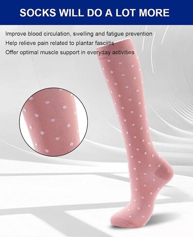6 Pairs Compression Socks for Women Men 15-20 mmhg Knee High, Womens Compression Socks Compression Stockings for Women Men in Saudi Arabia