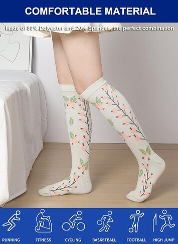 6 Pairs Compression Socks for Women Men 15-20 mmhg Knee High, Womens Compression Socks Compression Stockings for Women Men in Saudi Arabia