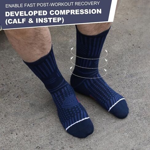 Jspupifip 4 Pairs Bamboo Viscose Running Compression Socks for Men & Women, Athletic Crew Socks for Hiking Running Sports in Saudi Arabia