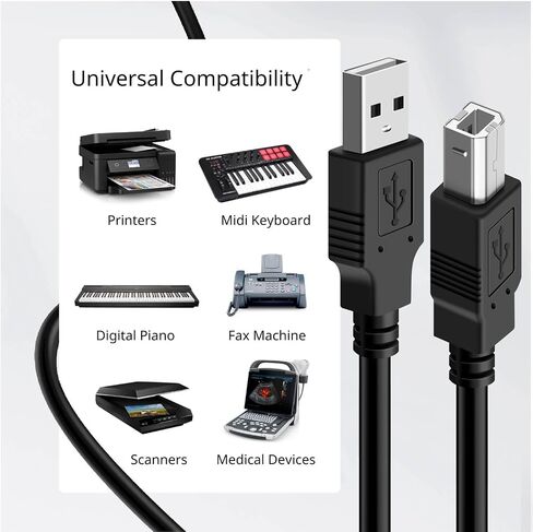 TNP USB A to USB B Audio MIDI Cable Male to Male - MIDI to USB Cable 2.0 Type للكمبيوتر ، الكمبيوتر المحمول ، لوحة مفاتيح Midi Piano ، جهاز عرض ، الطابعات ، والمعدات مع واجهة كابل USB MIDI (1.5 متر) in Kuwait