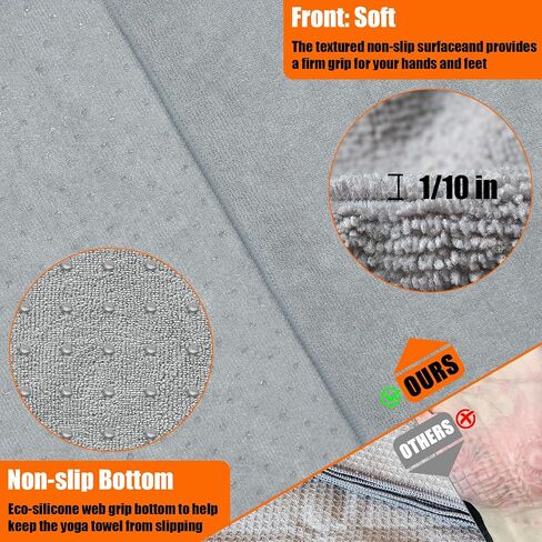 2 Pack Hot Yoga Towel, Yoga Mat Towel with Grip Dots (72"x 24"), Microfiber, Super Absorbent Towel Non-Slip for Hot Yoga, Exercise, Fitness, Pilates Gear in Saudi Arabia
