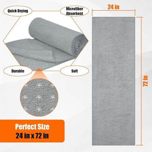 2 Pack Hot Yoga Towel, Yoga Mat Towel with Grip Dots (72"x 24"), Microfiber, Super Absorbent Towel Non-Slip for Hot Yoga, Exercise, Fitness, Pilates Gear in Saudi Arabia