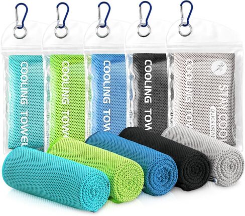Cooling Towels - 5 Pack Gym Towels, Gym Towel for Working Out, Yoga Towel, Quick Dry Towel for Running, Camping, Fitness & More Activities in Kuwait
