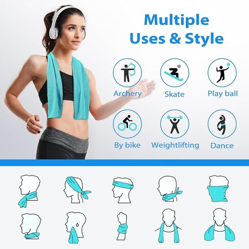 Cooling Towels - 5 Pack Gym Towels, Gym Towel for Working Out, Yoga Towel, Quick Dry Towel for Running, Camping, Fitness & More Activities in Kuwait