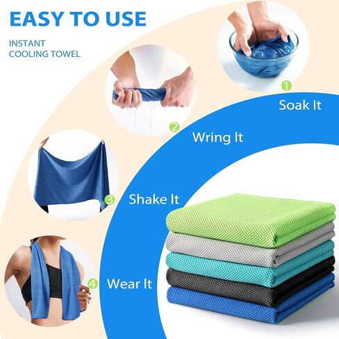 Cooling Towels - 5 Pack Gym Towels, Gym Towel for Working Out, Yoga Towel, Quick Dry Towel for Running, Camping, Fitness & More Activities in Kuwait