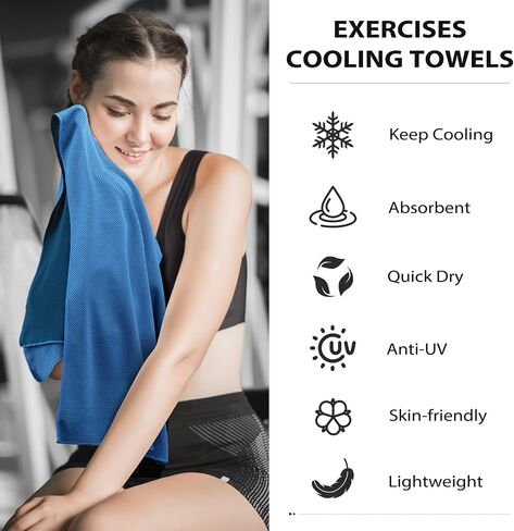 Cooling Towels - 5 Pack Gym Towels, Gym Towel for Working Out, Yoga Towel, Quick Dry Towel for Running, Camping, Fitness & More Activities in Kuwait