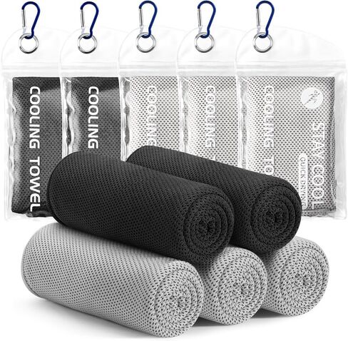 Cooling Towels - 5 Pack Gym Towels, Gym Towel for Working Out, Yoga Towel, Quick Dry Towel for Running, Camping, Fitness & More Activities in Kuwait