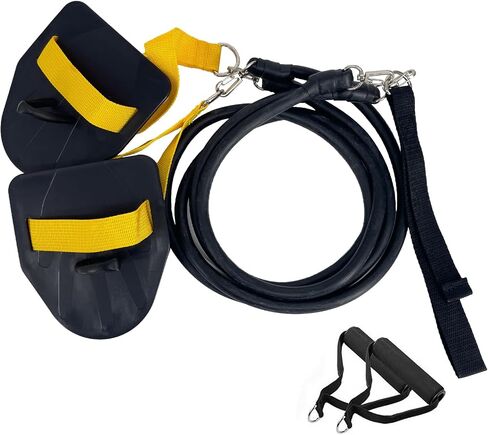 Swimming Resistance Band Set with Hand Paddles Handles Exercise Workout Bands for Women Men 1.2m Stretch Cord in Kuwait