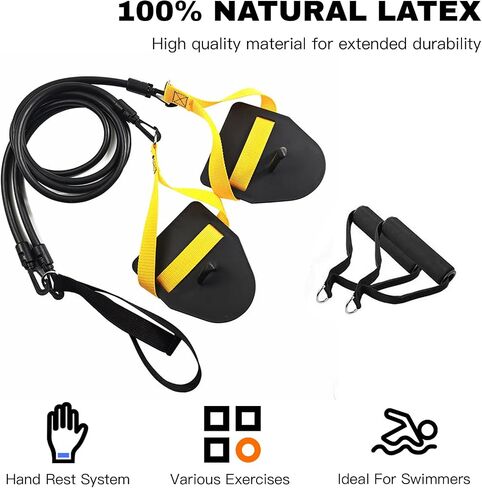 Swimming Resistance Band Set with Hand Paddles Handles Exercise Workout Bands for Women Men 1.2m Stretch Cord in Kuwait