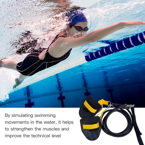 Swimming Resistance Band Set with Hand Paddles Handles Exercise Workout Bands for Women Men 1.2m Stretch Cord in Kuwait